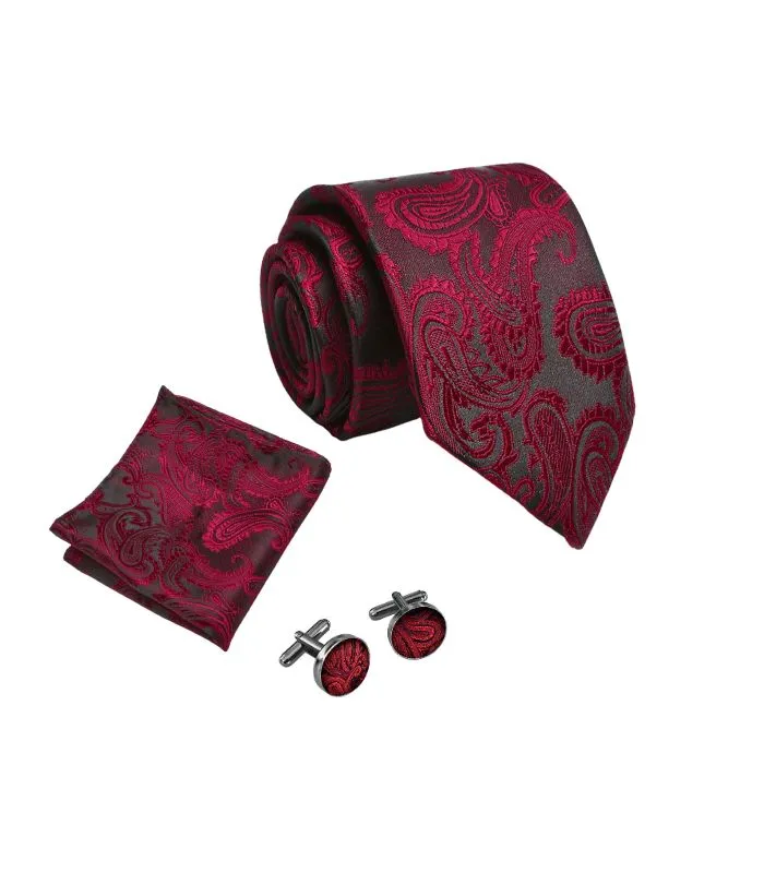 Paisley stropdas set bordeaux