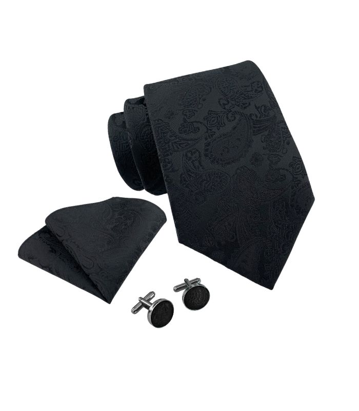Paisley stropdas set zwart